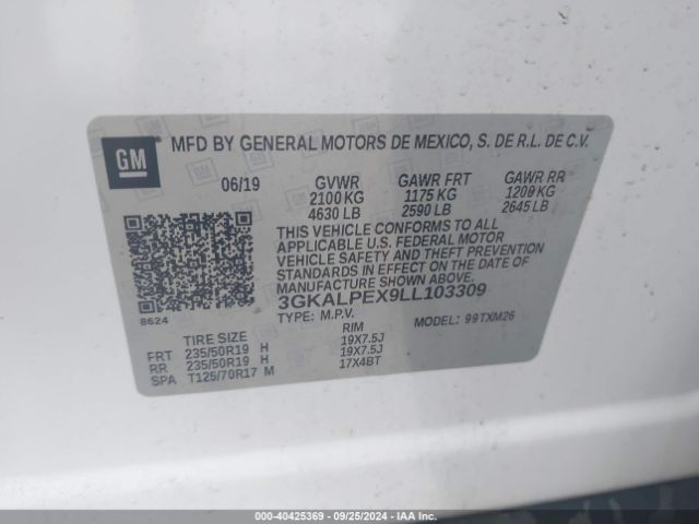 3GKALPEX9LL103309 GMC Terrain Fwd Slt