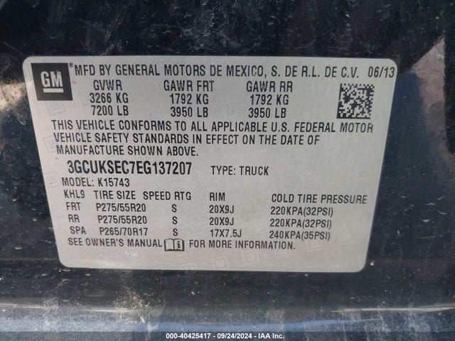 Chevrolet Silverado 1500 2lz 2014 3GCUKSEC7EG137207 Image 9