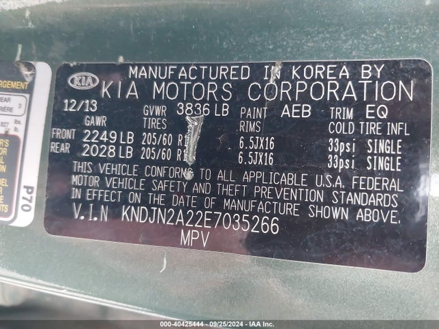 KIA Soul 2014 KNDJN2A22E7035266 Image 9