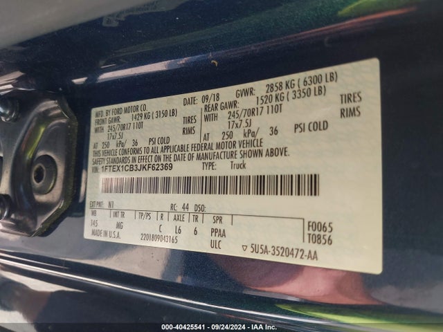 Ford F-150 Xlt 2018 1FTEX1CB3JKF62369 Image 9