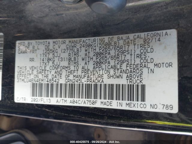 3TMLU4EN4EM148542 Toyota Tacoma Base V6