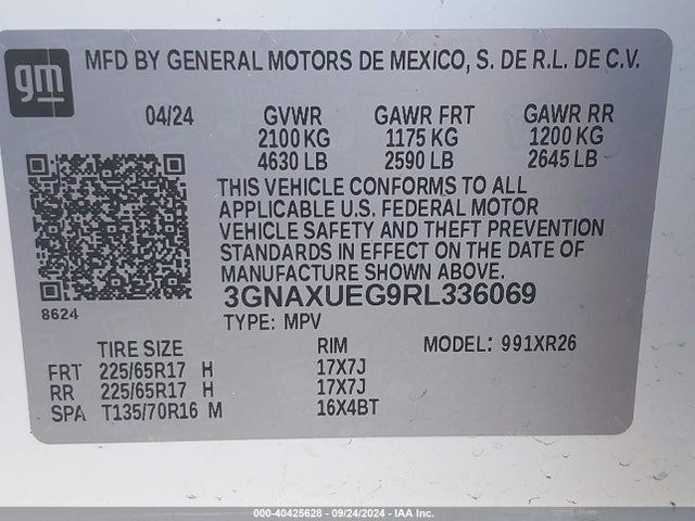 Chevrolet Equinox Awd Lt 2024 3GNAXUEG9RL336069 Image 9