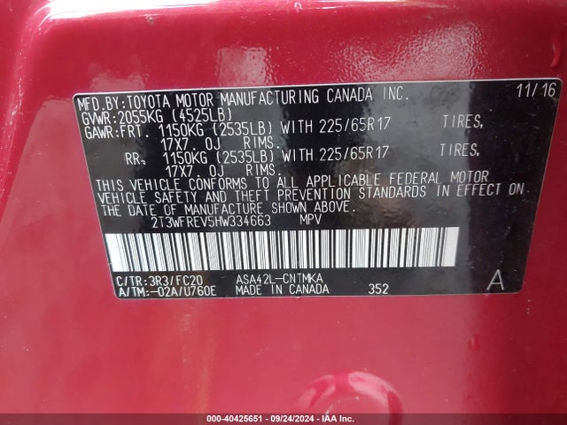 Toyota Rav4 Xle 2017 2T3WFREV5HW334663 Image 9