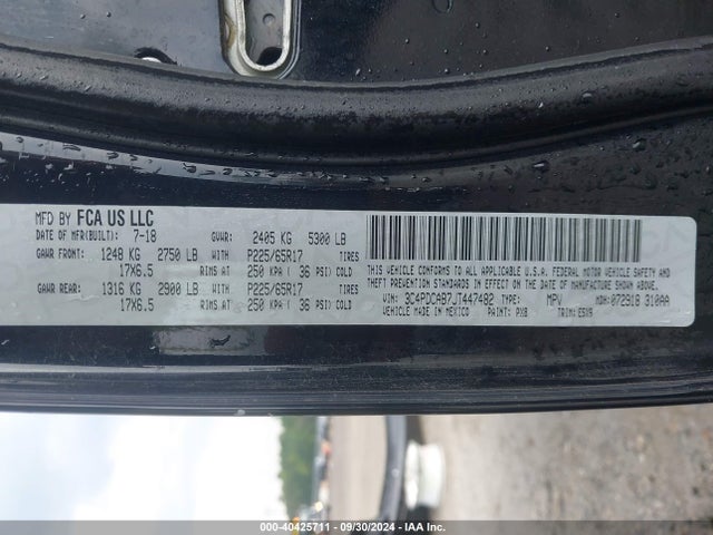Dodge JOURNEY SE 2018 3C4PDCAB7JT447482 Image 9