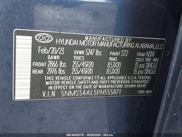 Hyundai Santa Fe Calligraphy 2023 5NMS54AL5PH555871 Image 9