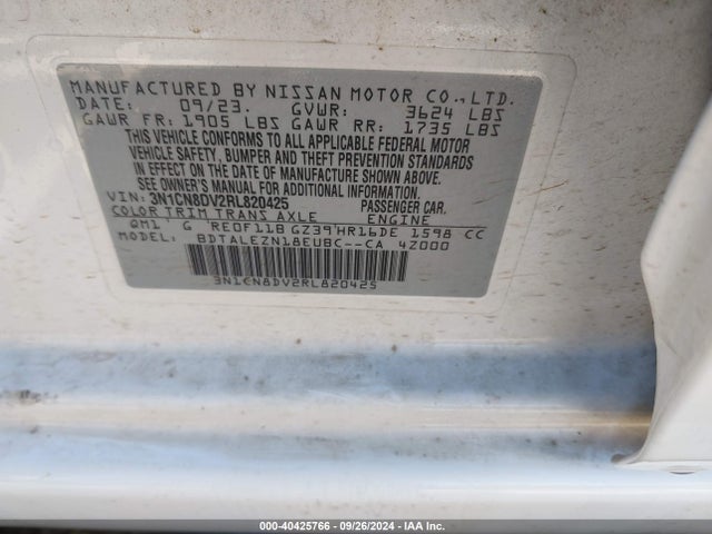 Nissan Versa 1.6 S 2024 3N1CN8DV2RL820425 Image 9