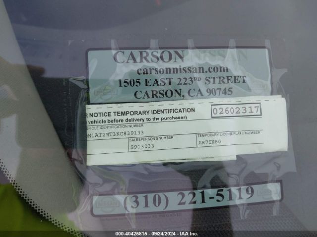 5N1AT2MT3KC839133 Nissan ROGUE S