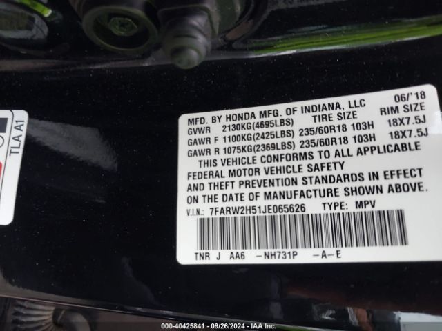 7FARW2H51JE065626 Honda CR-V EX