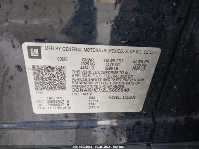 3GNAXHEV2LS665540 Chevrolet Equinox Fwd Ls