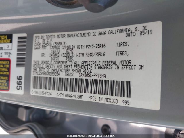 3TMCZ5AN5KM259254 Toyota Tacoma Sr5 V6