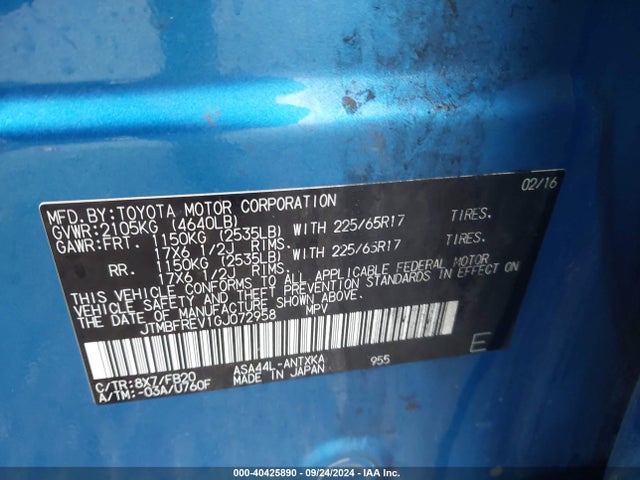 Toyota RAV4 LE 2016 JTMBFREV1GJ072958 Image 9