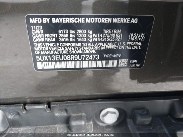 5UX13EU08R9U72473 BMW X5 Sdrive40i