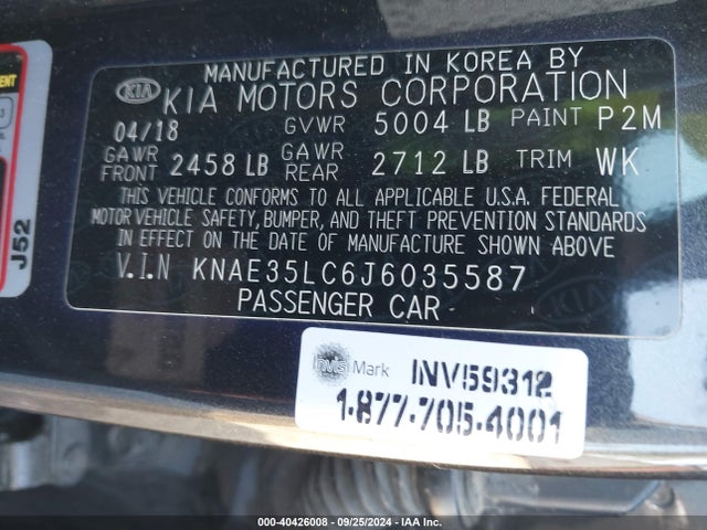KIA STINGER GT 2018 KNAE35LC6J6035587 Image 9