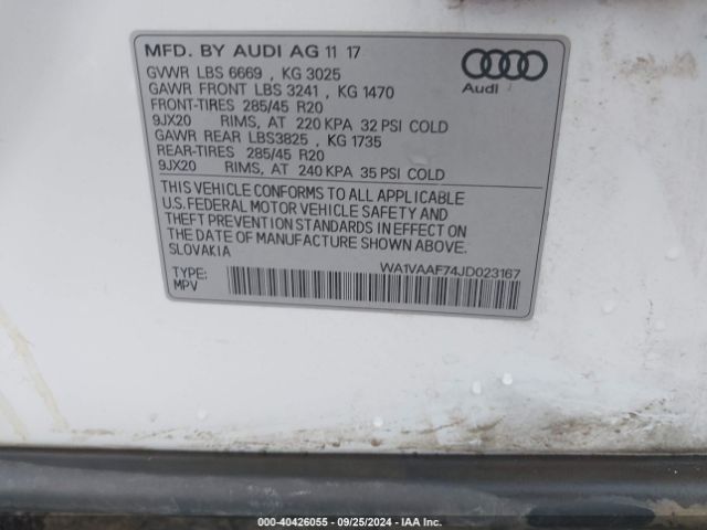 WA1VAAF74JD023167 Audi Q7 3.0t Premium
