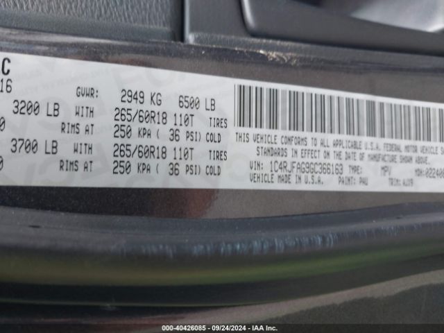 2016 JEEP GRAND CHEROKEE 1C4RJFAG9GC366163 Photo 8