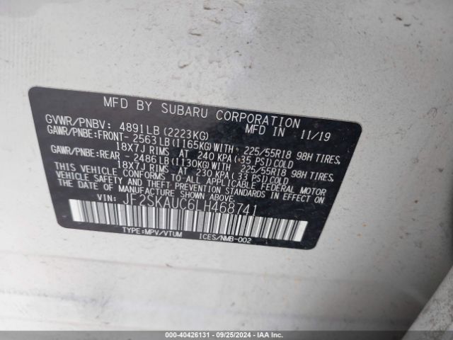 JF2SKAUC6LH468741 Subaru Forester Limited