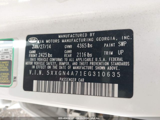 5XXGN4A71EG310635 KIA OPTIMA EX