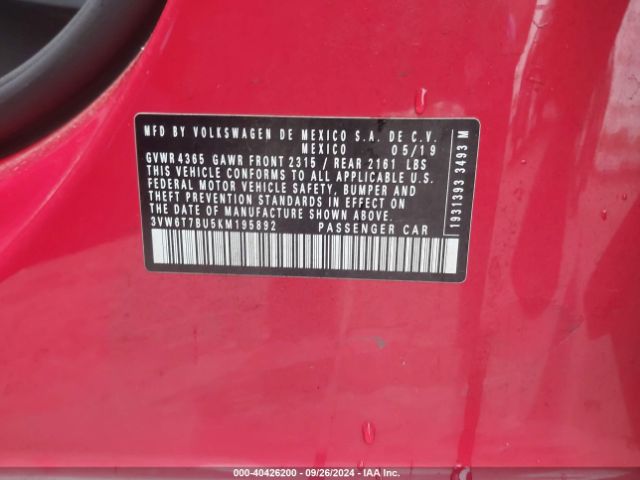 3VW6T7BU5KM195892 Volkswagen Jetta Gli 2.0t 35th Anniversary Edition/2.0t Autobahn/2.0t S