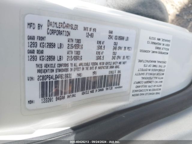 2004 CHRYSLER TOWN & COUNTRY 2C8GP64L64R618631 Photo 8