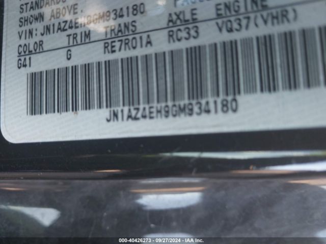 JN1AZ4EH9GM934180 Nissan 370Z