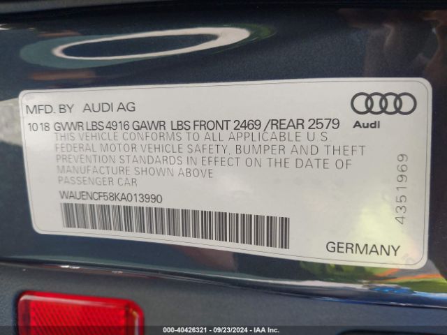 WAUENCF58KA013990 Audi A5 45 Premium