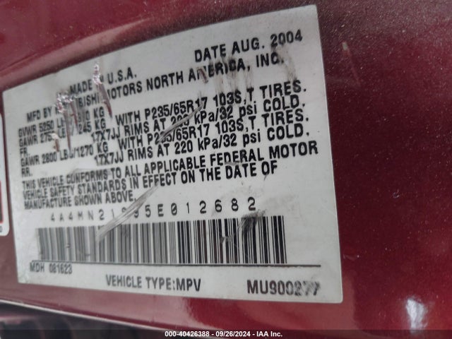 2005 MITSUBISHI ENDEAVOR 4A4MN21S95E012682 Photo 8