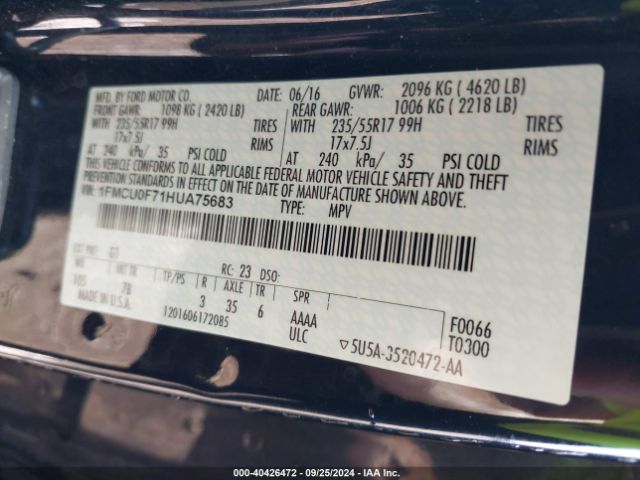 1FMCU0F71HUA75683 Ford ESCAPE S