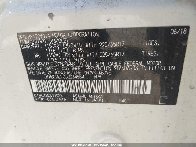 Toyota RAV4 LE 2018 JTMBFREV0JJ234554 Image 9