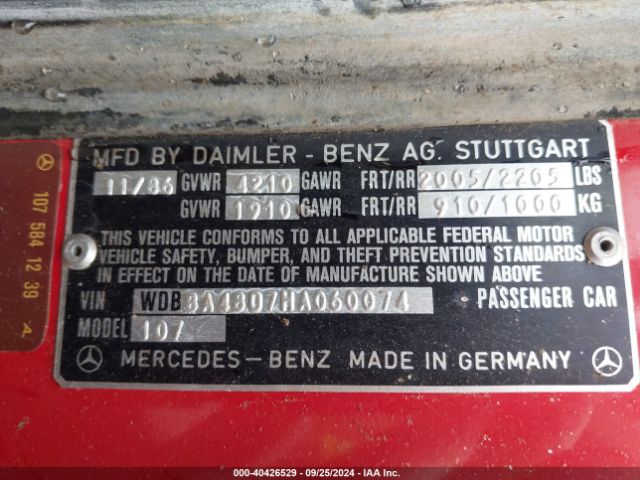 1987 MERCEDES-BENZ 560 WDBBA48D7HA060074 Photo 8