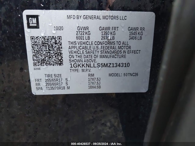 1GKKNLLS5MZ134310 GMC Acadia Awd At4