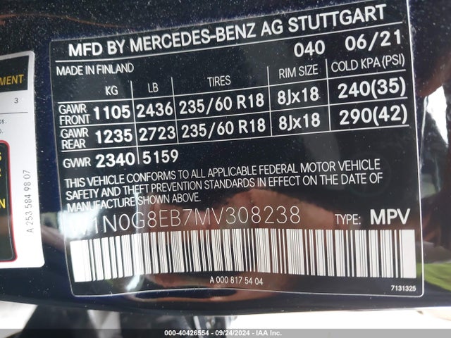 W1N0G8EB7MV308238 Mercedes-Benz Glc 300 4matic Suv