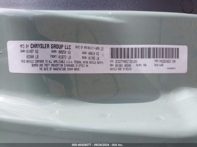 2012 FIAT 500 3C3CFFAR2CT321691 Photo 8