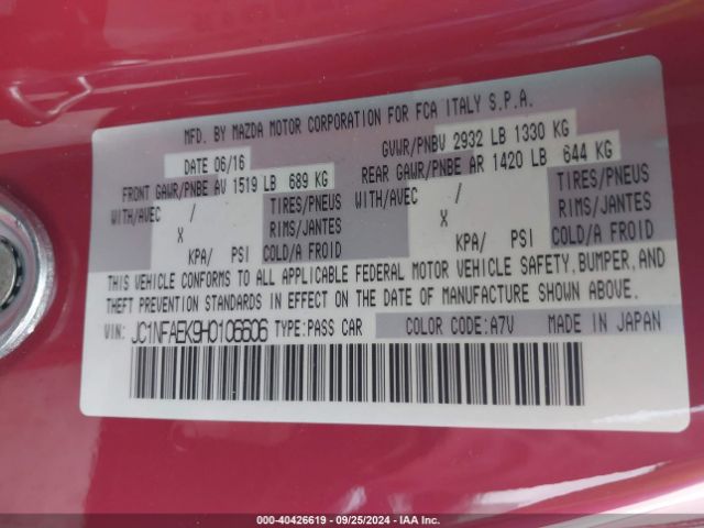 JC1NFAEK9H0106606 Fiat 124 Spider Classica
