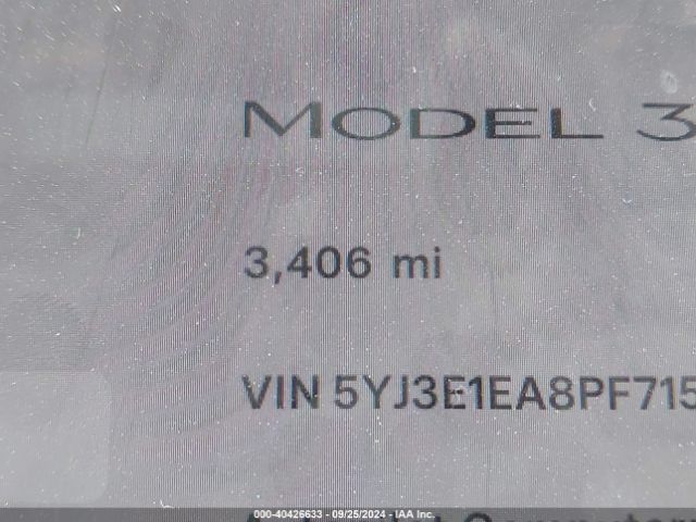 5YJ3E1EA8PF715688 Tesla Model 3 Rear-wheel Drive