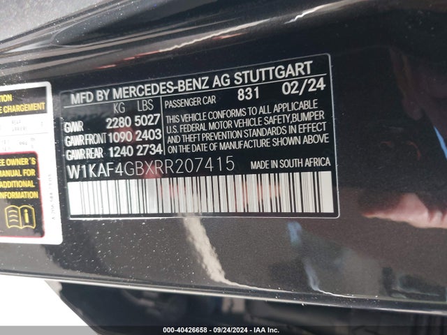 W1KAF4GBXRR207415 Mercedes-Benz C 300