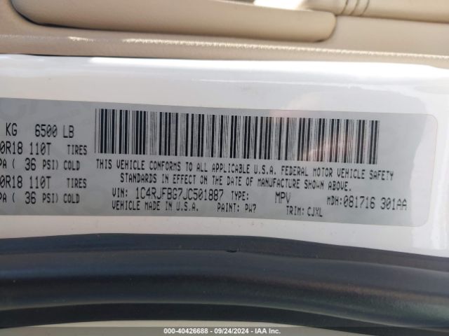 1C4RJFBG7JC501887 Jeep Grand Cherokee Limited 4x4