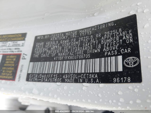 Toyota CAMRY SE 2014 4T1BF1FK6EU766705 Image 9