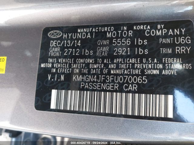 KMHGN4JF3FU070065 Hyundai Genesis 5.0