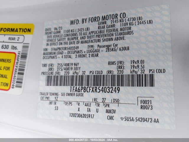 Ford Mustang Gt Premium Fastback 2024 1FA6P8CFXR5403249 Image 9