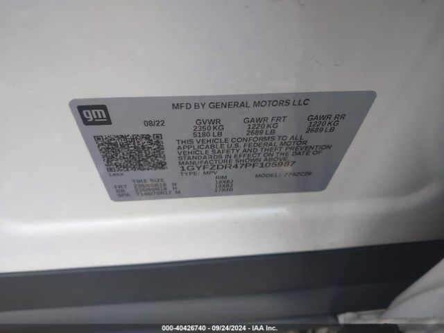 1GYFZDR47PF105987 Cadillac Xt4 Awd Premium Luxury
