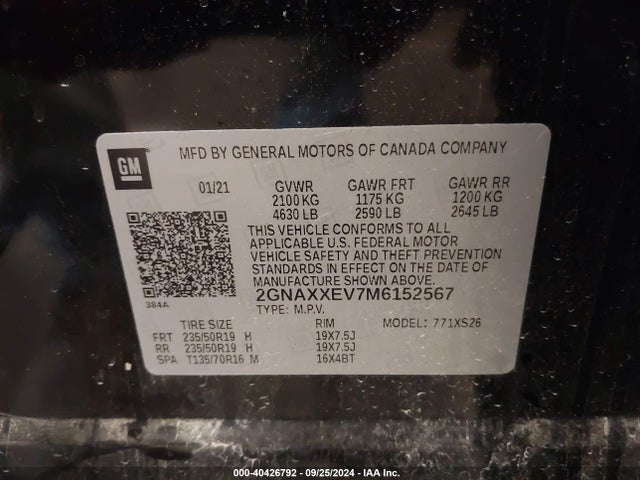 Chevrolet Equinox Awd Premier 2021 2GNAXXEV7M6152567 Image 9
