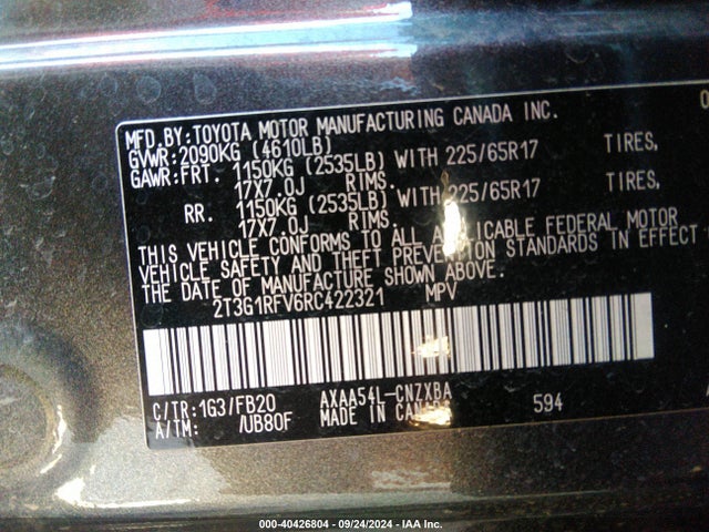 Toyota RAV4 LE 2024 2T3G1RFV6RC422321 Image 9
