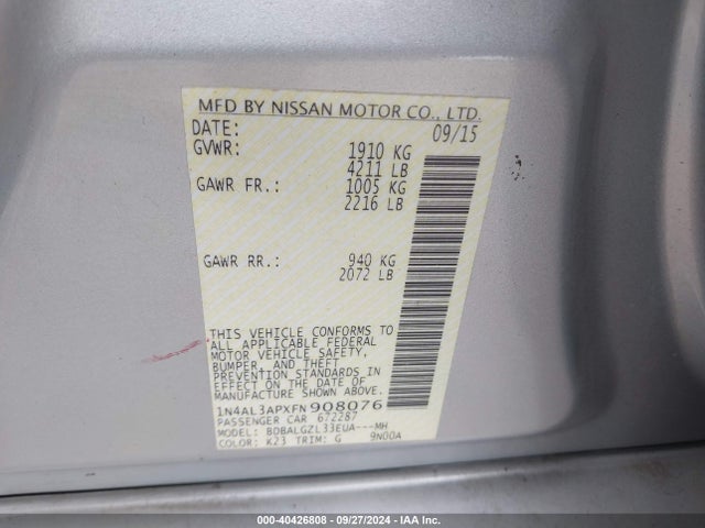 1N4AL3APXFN908076 Nissan Altima 2.5 S