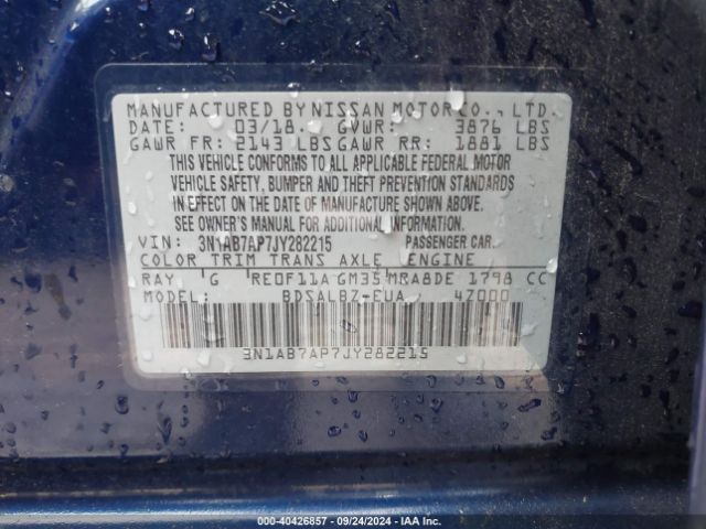 3N1AB7AP7JY282215 Nissan SENTRA S