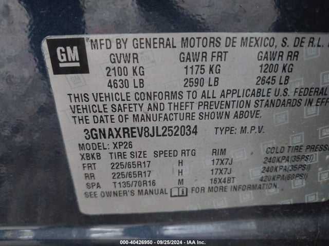 3GNAXREV8JL252034 Chevrolet EQUINOX LS