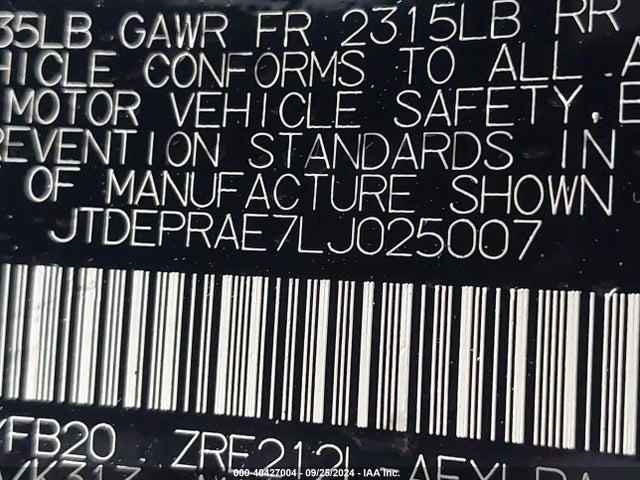 Toyota COROLLA LE 2020 JTDEPRAE7LJ025007 Image 9