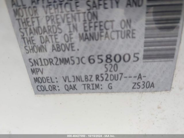 5N1DR2MM5JC658005 Nissan Pathfinder S