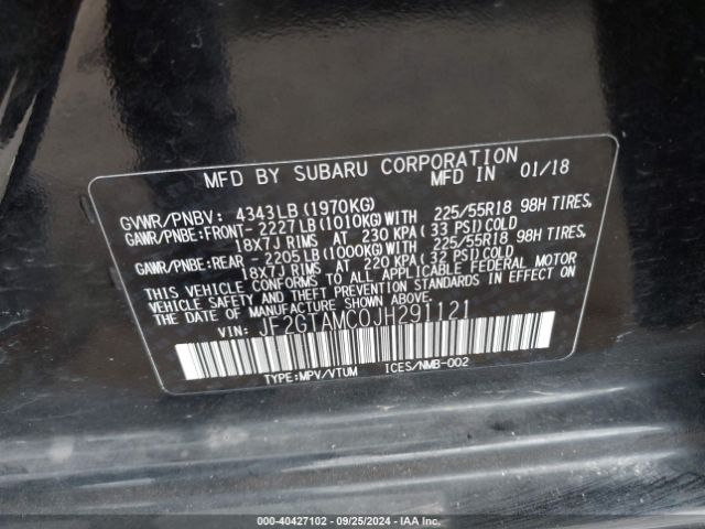 JF2GTAMC0JH291121 Subaru Crosstrek Limited