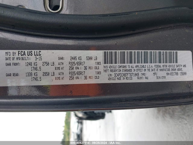 Dodge JOURNEY SE 2015 3C4PDCAB7FT671049 Image 9