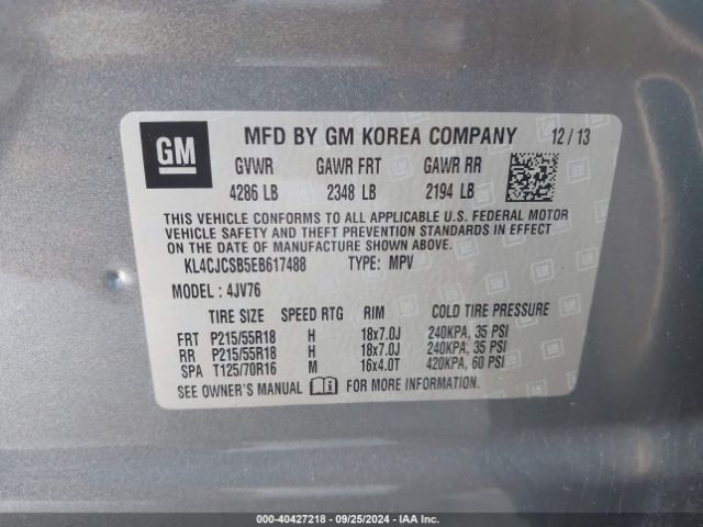KL4CJCSB5EB617488 Buick Encore Leather